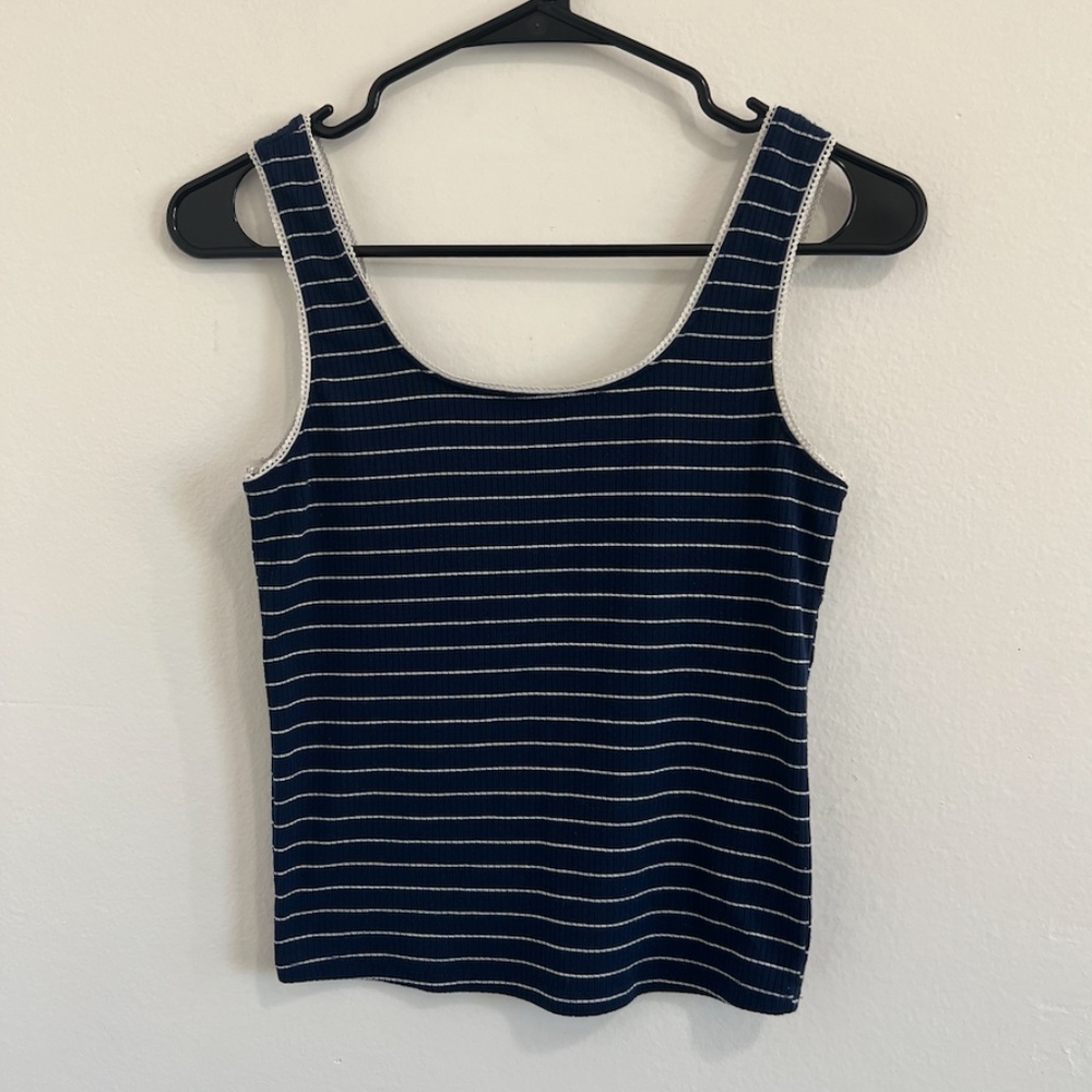 Active USA Blue & White Striped Tank Top